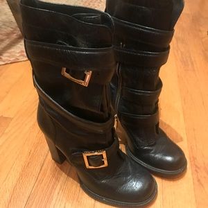 Tory Burch leather buckle boots, size 7.5